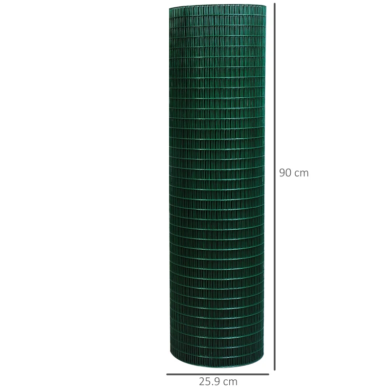 Pawhut Coated Welded Wire Mesh Fencing Chicken Poultry Aviary Fence Run 30m Dark Green
