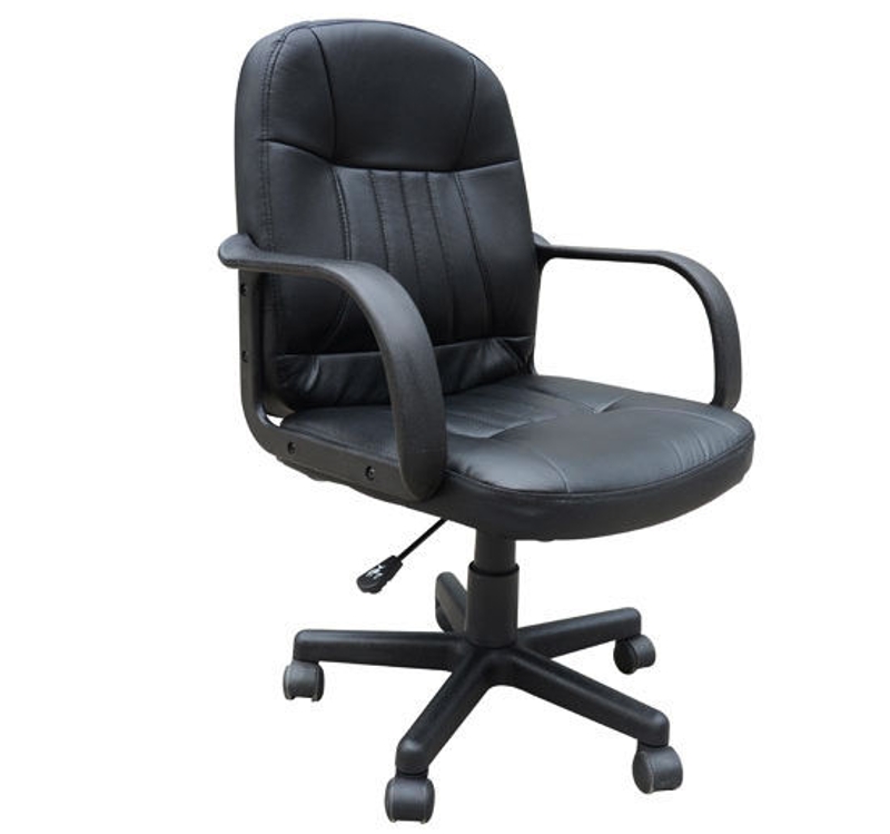 HOMCOM PU Leather 360 Swivel Home Office Chair with Armrest Black