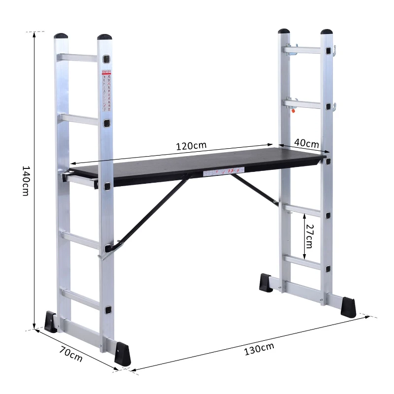 HOMCOM Aluminium Scaffolding Ladder Multi Combination Multi-purpose Step Scaffold Platform