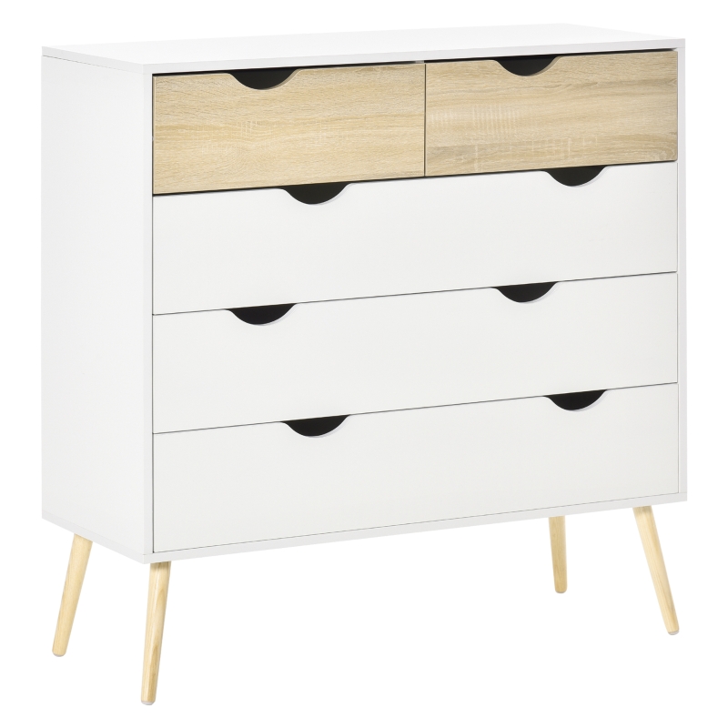 HOMCOM Chest of Drawers 5 Drawer Storage Unit Storage Cabinets