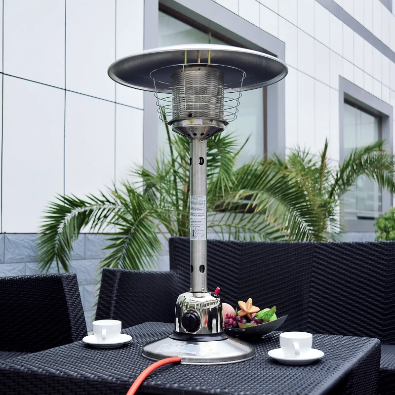 HOMCOM 4 kW Stainless Steel Table Top Gas Patio Heater - Silver