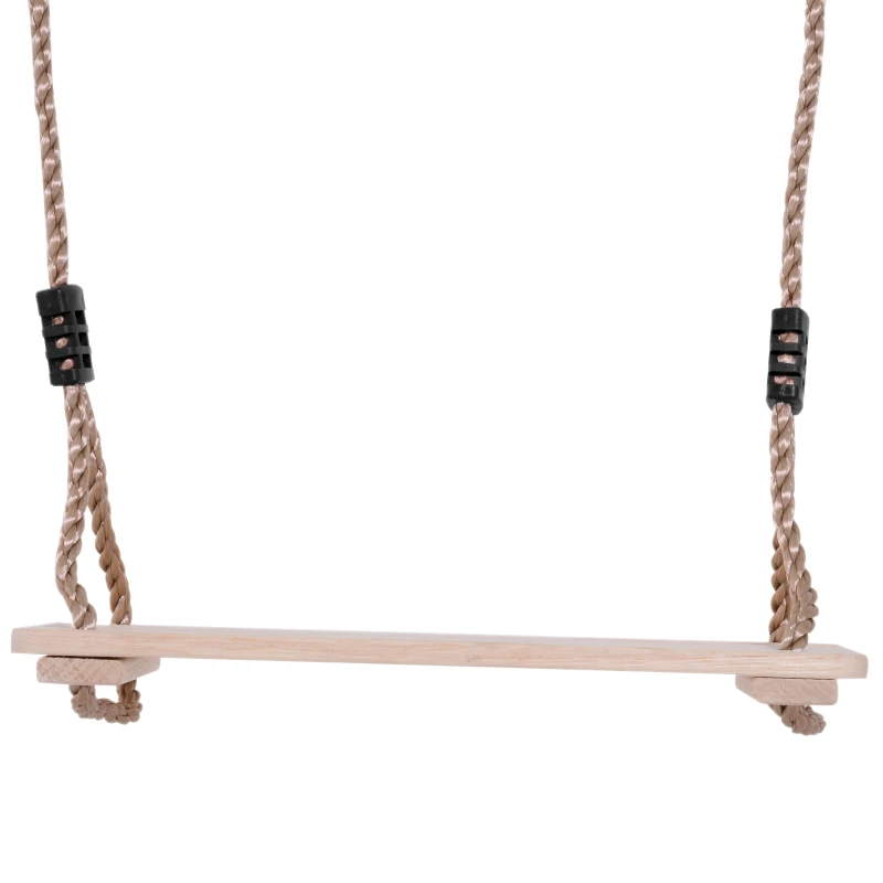 HOMCOM Columpio Infantil de Madera para Exterior Interior con Cuerda Ajustable Carga Máx. 70 kg para Jardín Patio al Aire Libre 40x16x120 cm Natural