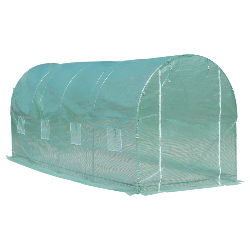 Outsunny Serre de Jardin Tunnel 8 Fenêtres Vert 500 x 200 x 210 cm