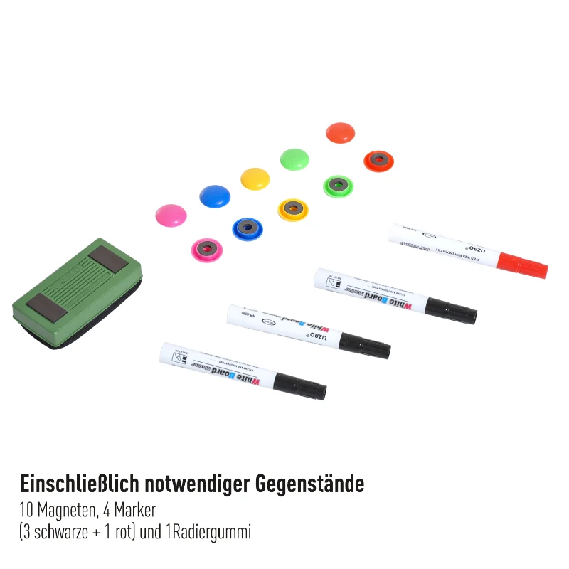 HOMCOM Whiteboard Magnettafel Wandtafel Weißwandtafel magnetisch mit Alurahmen inkl. Boardmarker Boardlöscher und Haftmagneten 60x45 cm