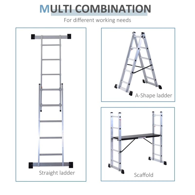 HOMCOM Aluminium Scaffolding Ladder Multi Combination Multi-purpose Step Scaffold Platform