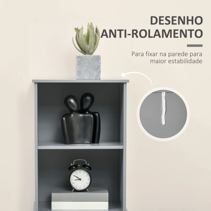 kleanklin Armário para Casa de Banho com Prateleiras 1 Armário com Prateleira Interior Ajustável Móvel Auxiliar de Armazenamento para Sala de Estar Cozinha 40x30x117cm Cinza e Branco