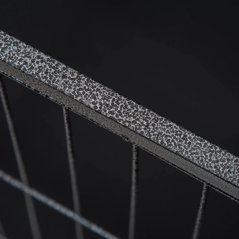 PawHut Barreira de Segurança para Animais de Estimação Parque de Diversão para Animais com 4 Painéis de Aço 109x74x71cm com Porta de Trava Dupla e Bandeja Removível para Exterior Interior Cinza