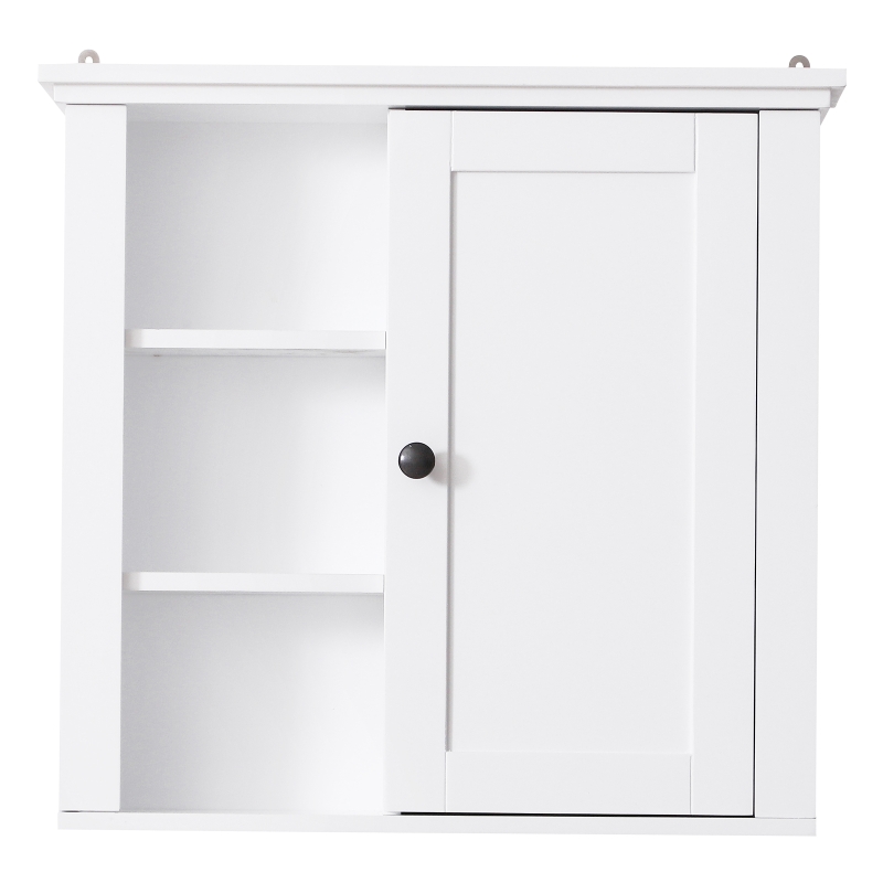 HOMCOM® SZAFKA ŁAZIENKOWA KUCHENNA WISZĄCA ŚCIENNA REGULOWANE 3 PÓŁKI drewno biała 53 x 14,5 x 50,5 cm