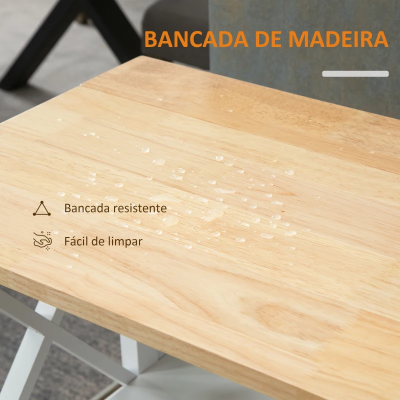 HOMCOM Carrinho de Cozinha Dobrável Carrinho de Serviço com Rodas e Prateleiras de 2 Níveis 60x40x84cm Branco