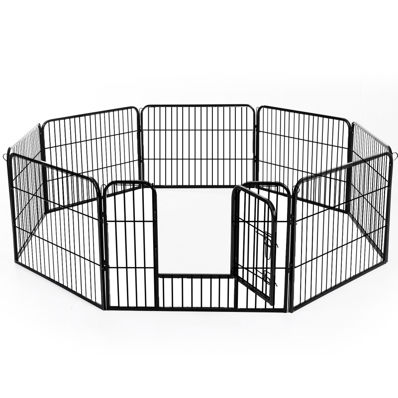 PawHut Puppy-uitloop ren buitenverblijf box puppy afrastering staal 2 groottes zwart