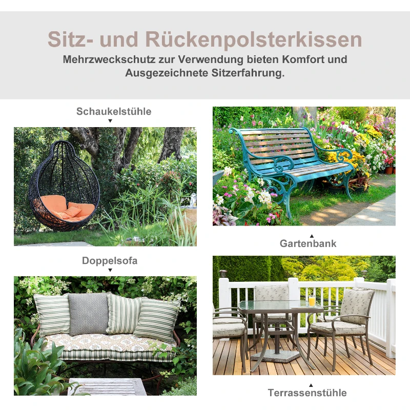 Outsunny Poduszka na ławkę, zestaw 2, poduszki na ławki, poduszki do ławek, poduszki siedziska, poduszki, poliester, ciemnoszara