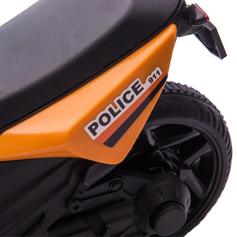 HOMCOM kinderen politie elektrische motorfiets politiemotorfiets elektrische auto kinderwagen voor 18 tot 36 maanden met 2 koplampen politie lichten elektrische quad oranje + zwart 69 x 39 x 43 cm