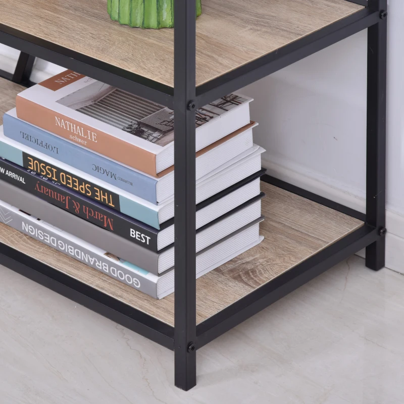 HOMCOM Estantería Asimétrica de 9 Estantes Trapezoidales de Estilo Moderno con Dispositivo Antivuelco Librería Multiusos 80x33x180 cm Madera y Negro