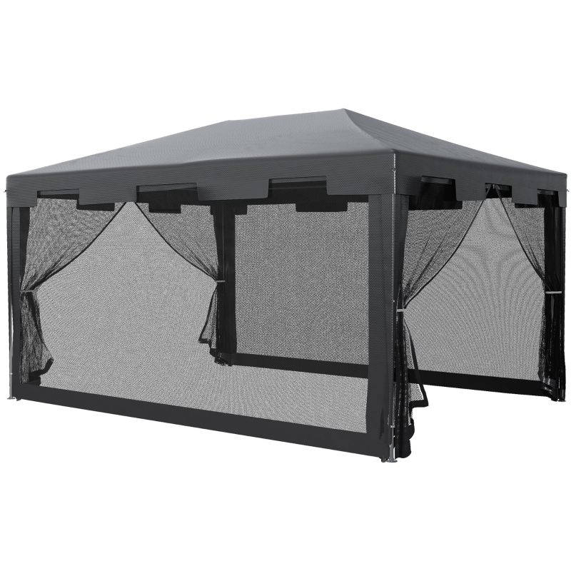 Outsunny Gartenpavillon Pavillon 395 cm x 295 cm x 255 cm Wetterbeständig Weiß+Grau+Schwarz