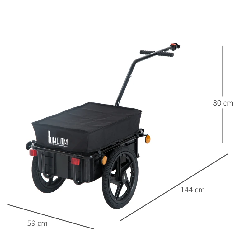 HOMCOM Remorca Carucior pentru Bicicleta cu Cos in Otel, 144x59x80cm(m-3)