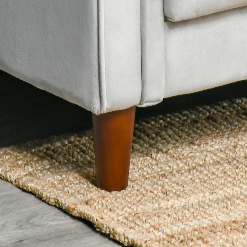 HOMCOM Sofá Cama con Chaise Longue de 3 Plazas Convertible con Reposapiés Movible Respaldo Ajustable y Reposabrazos Tacto Aterciopelado 218x85x86 cm Gris Claro