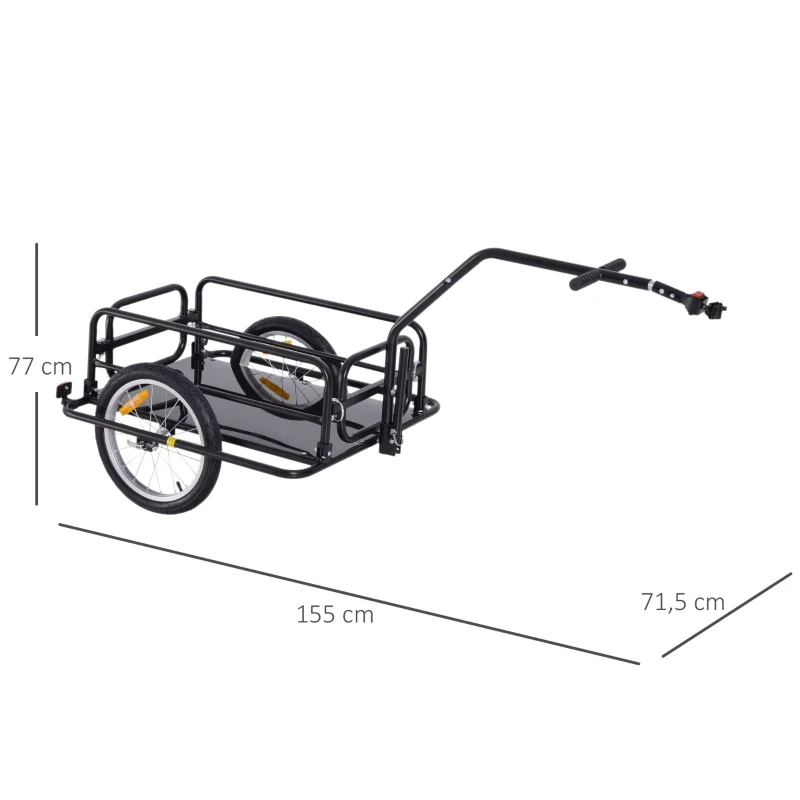 HOMCOM Carucior Remorca pentru Bicicleta Negru 156x72x82cm(m-3)