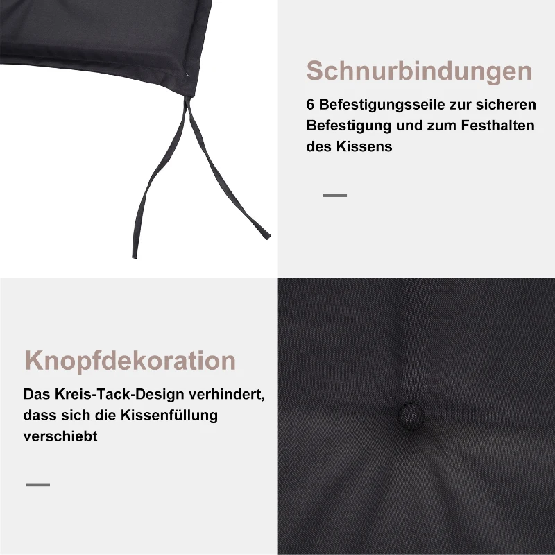 Outsunny Bankhoes set van 2 bankkussens zitkussens voor tuinbank bekleding polyester grijs