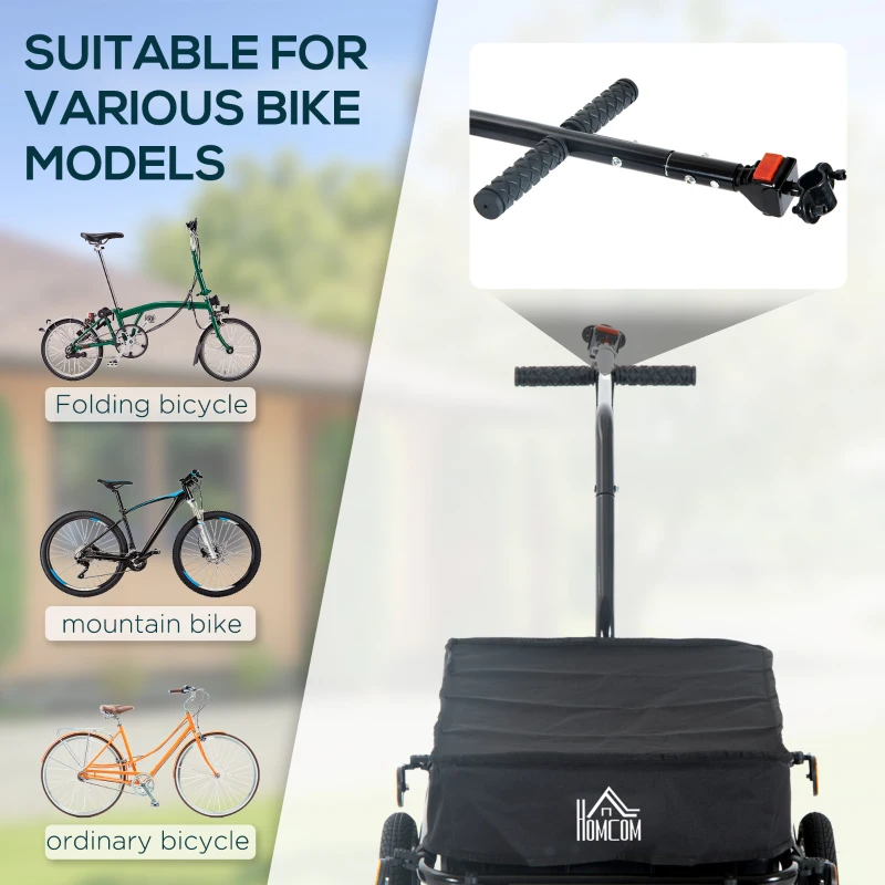 HOMCOM Remorca Carucior pentru Bicicleta cu Cos in Otel, 144x59x80cm(m-5)