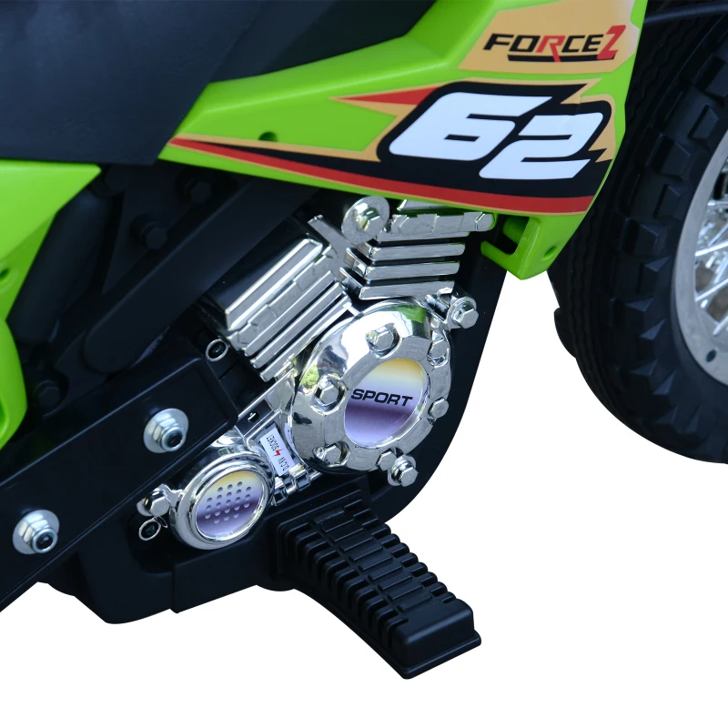 HOMCOM Elektro-Motorrad Kindermotorrad Elektrofahrzeug 3 bis 6 Jahre 3–6 km/h MP3 Musik LED-Licht Sound Metall + Kunststoff Grün 109 x 52,2 x 70,5 cm