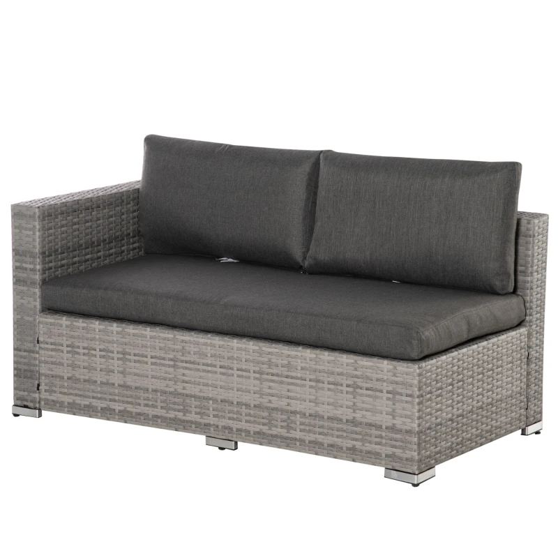 Outsunny Four-Piece Half-Square Rattan Sofa Set - Mixed Grey