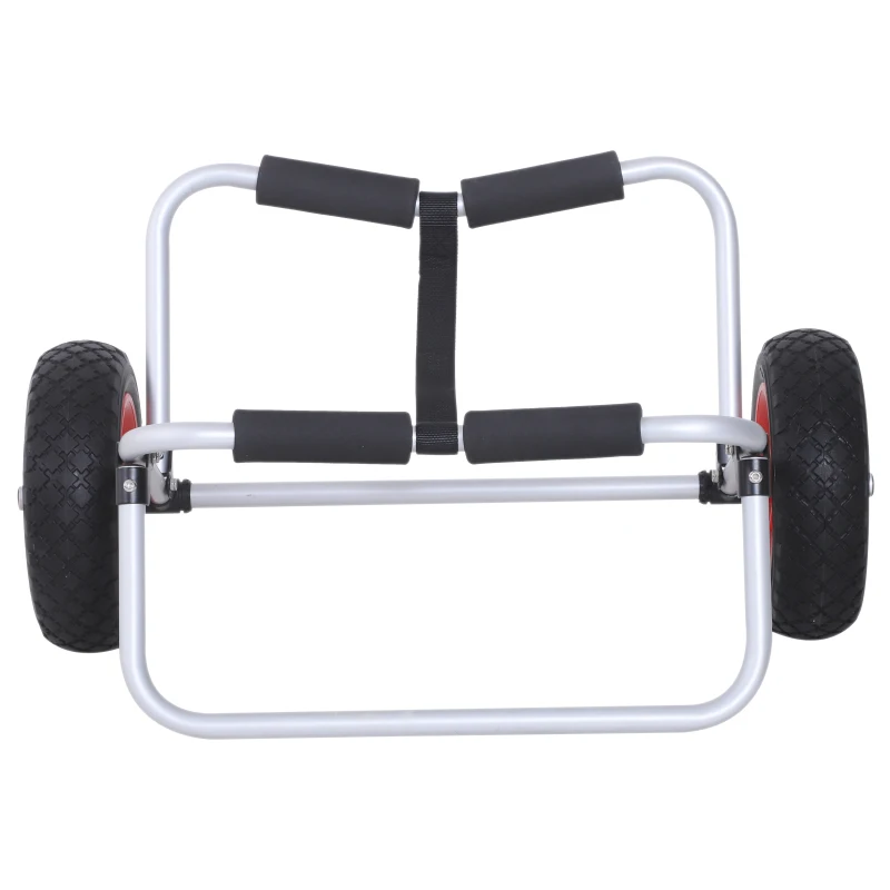 HOMCOM wózek do kajaka, wózek kajakowy, wózek do deski surfingowej, składany, z paskiem, z oponami PU, aluminium, do 90 kg