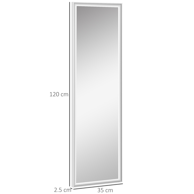 HOMCOM Full Length Mirror, 120x35cm Wall Mirror, Rectangle Dressing Mirror, Long Mirror for Bedroom, Living Room, White