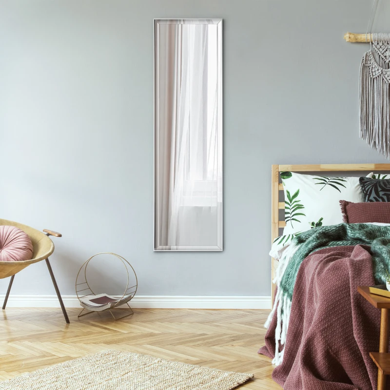 HOMCOM Full Length Mirror, 120x35cm Wall Mirror, Rectangle Dressing Mirror, Long Mirror for Bedroom, Living Room, White