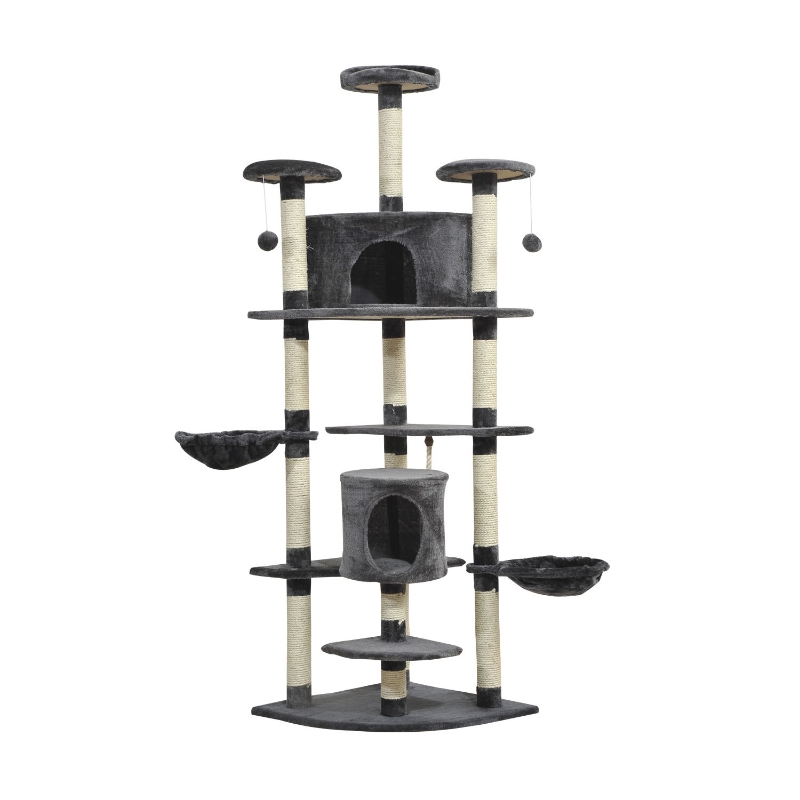 PawHut Katzenbaum Ecke Kratzbaum Spielbaum Katzenkratzbaum Katzen Kletterbaum 200 cm