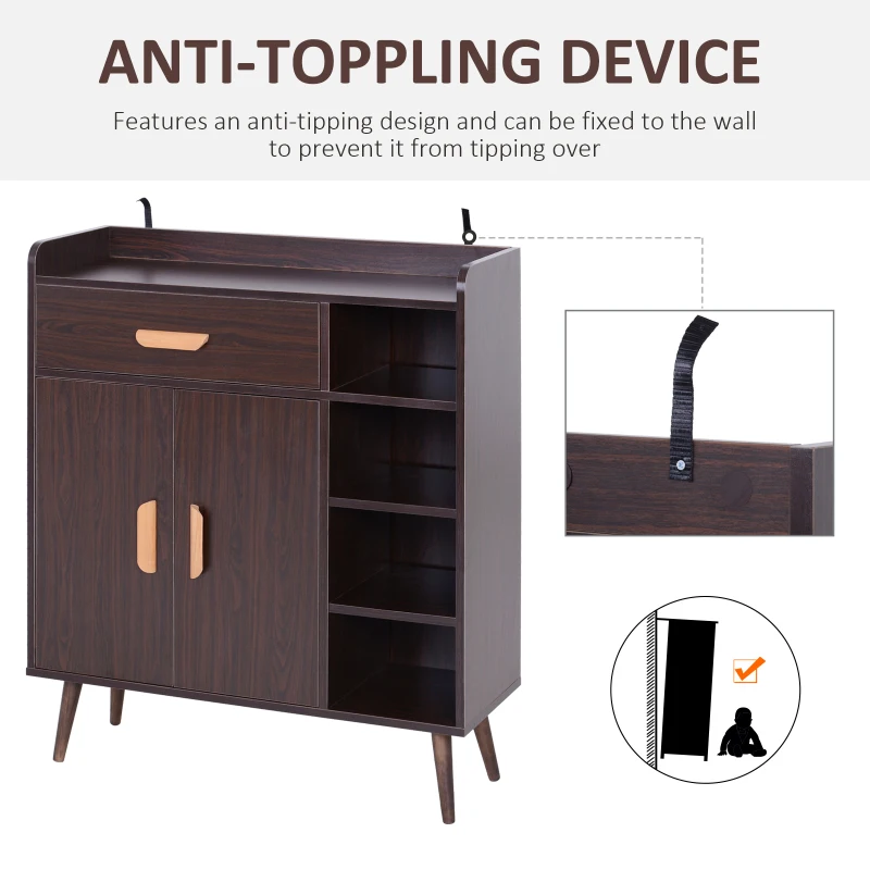 HOMCOM Sideboard, Side Cabinet, Floor Cupboard with Storage Drawer for Hallway, Kitchen, Bedroom, Living Room, Walnut