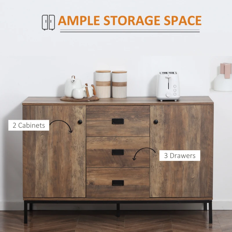 Homcom Dulap Industrial – Lateral cu Sertare & Rafturi Reglabile