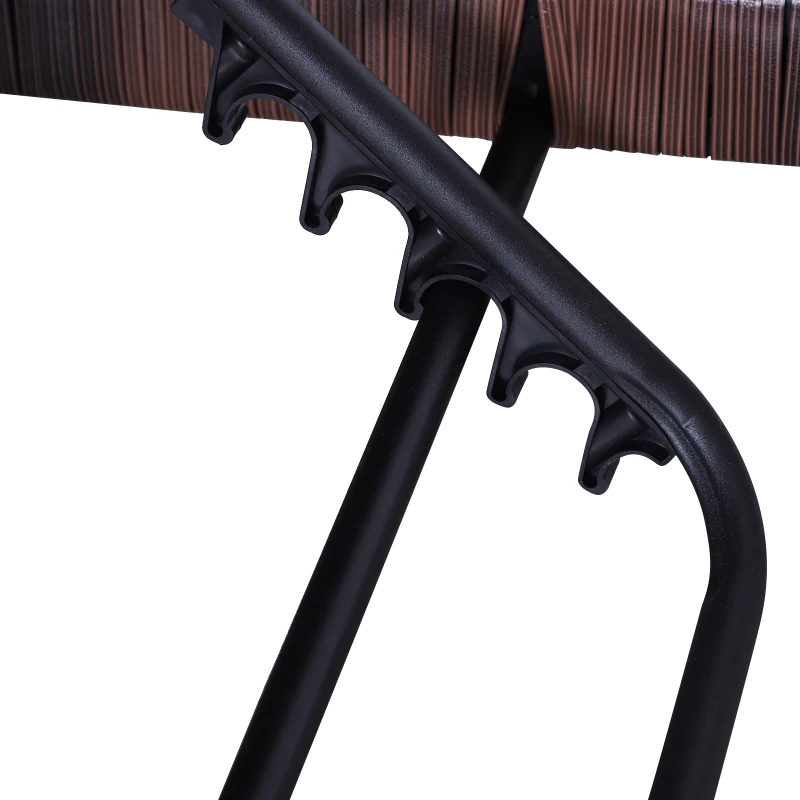 Outsunny Polyrattan Doppelliege Sonnenliege Gartenliege für 2 Personen Relaxliege Luxus Lounge 5-stufige Rückenlehne Metall PE Rattan Blau+Weiß 196 x 120 x 28 cm