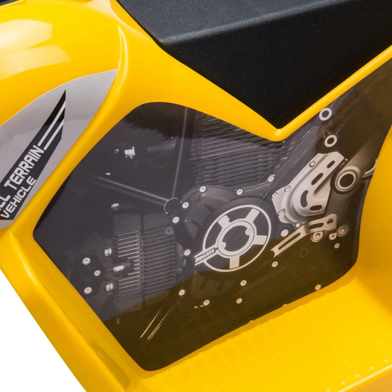 HOMCOM Motocicleta Elétrica Infantil com 3 Rodas Triciclo a Bateria 6V para Crianças de 18-36 Meses com Farol Buzina 72x57x56cm  Amarelo