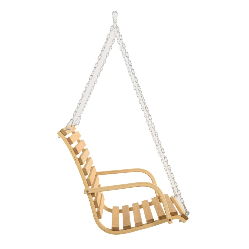 Outsunny Banco Baloiço de Madeira de 2 Lugares Baloiço Suspenso Carga Máxima 250kg para Jardim Terraço Balcão Exterior 141,5x51x78cm Natural