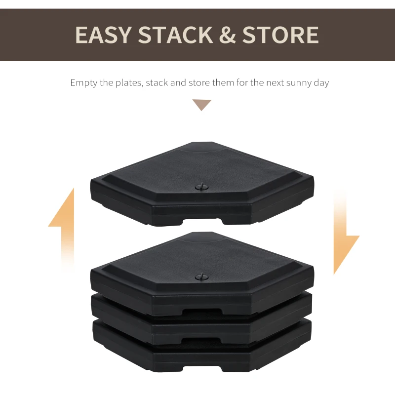 Outsunny Baza pentru Umbrela de Gradina cu Baza in forma de Cruce Set 4 Tigle