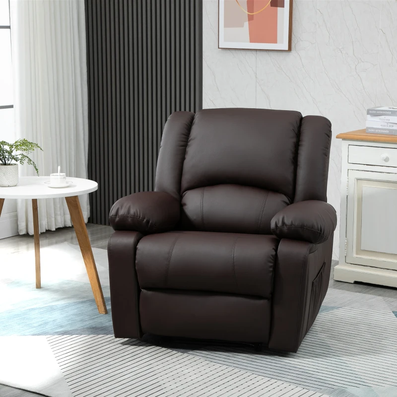 HOMCOM Poltrona Relax Reclinabile con Maniglia e Tasche Laterali, 100x89x100cm, Marrone