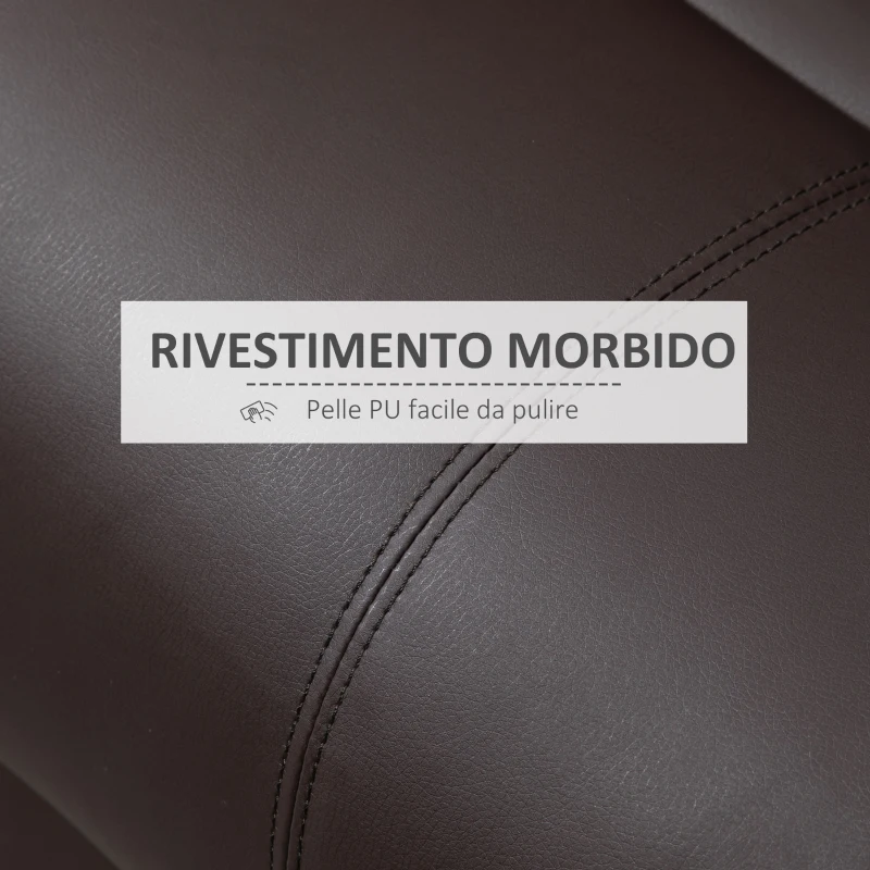HOMCOM Poltrona Relax Reclinabile con Maniglia e Tasche Laterali, 100x89x100cm, Marrone