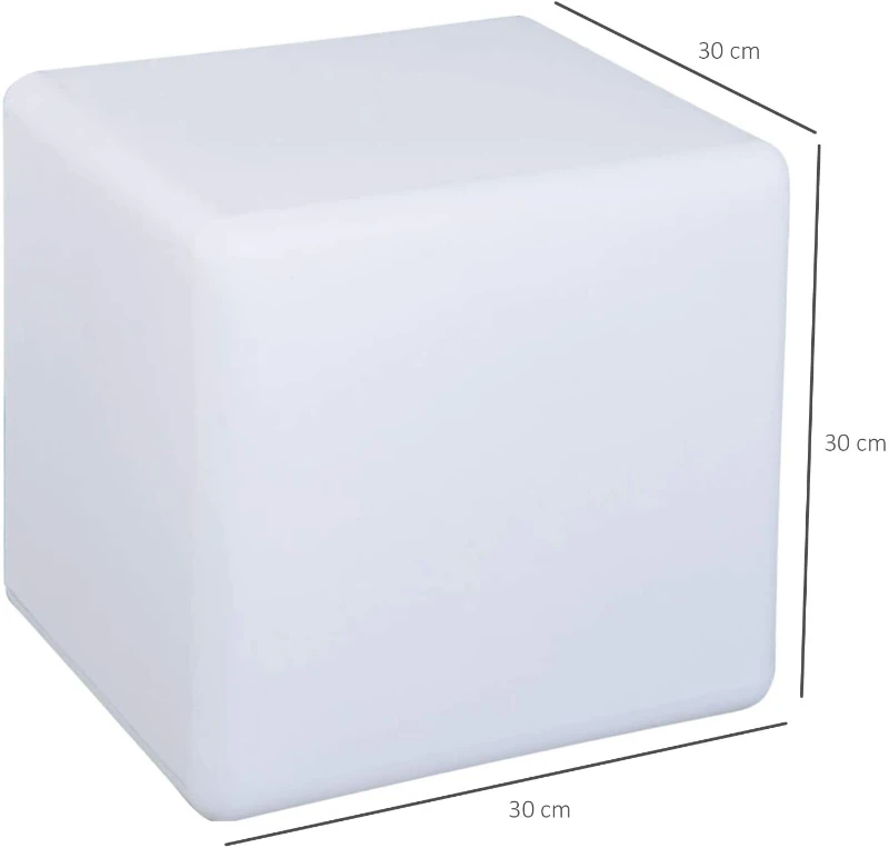 HOMCOM 30cm Cube LED Light 16 RGB Color Changing & 4 Lighting Effects IP54 Certificated Waterproof w/ Remote Control Versatile Use For Indoor Outdoor