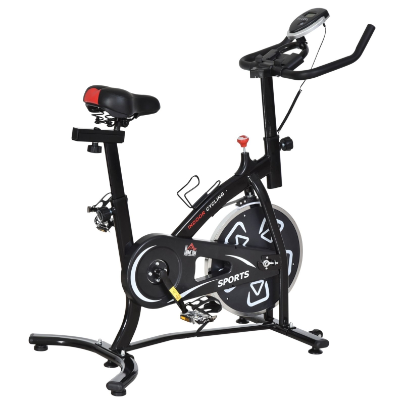 HOMCOM Vélo d'appartement avec écran LCD multifonctions vélo biking cardio-training selle et guidon réglables acier noir