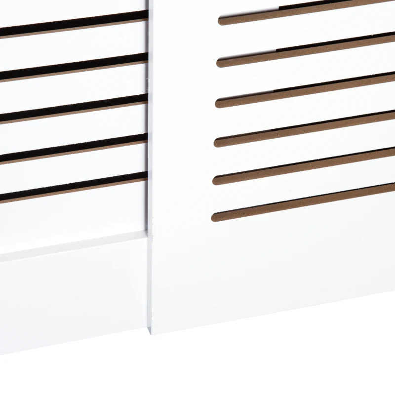 HOMCOM MDF Extendable Radiator Cover Cabinet Shelving Home Office Slatted Design White 139-208.5L x 20.5W x 82.5H cm