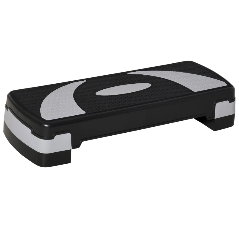 HOMCOM Step para Exercício Aeróbico Plataforma Step com Altura Ajustável em 3 Níveis com Carga Máxima 150kg para Exercício em Academia Casa 80x31x10-20cm Preto e Branco