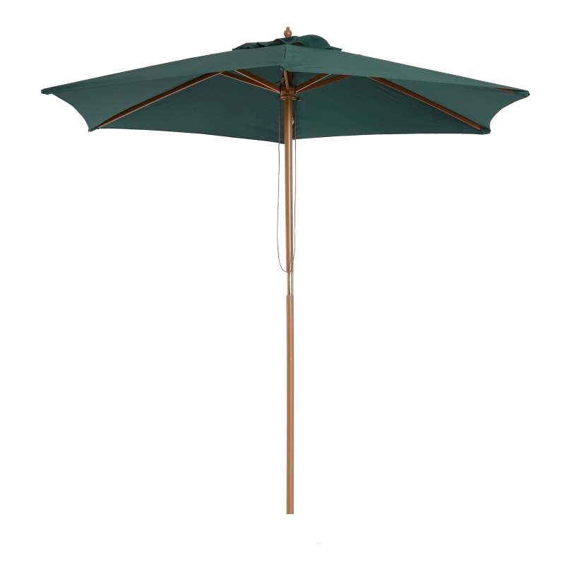 Outsunny Ombrellone da Giardino e Terrazza in Legno Poliestere 2.5x2.3m Verde