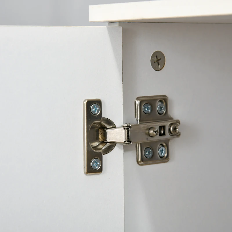 HOMCOM Modern Storage Cabinet Home Organisation Aluminium Handles 2 Cabinet 2 Drawer w/ 6 Feet White