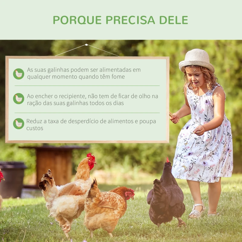 PawHut Comedouro para Aves de 8,5L de Capacidade Comedouro para Galinhas com Abertura Automática com Pedal 56x37x18,5cm Prata