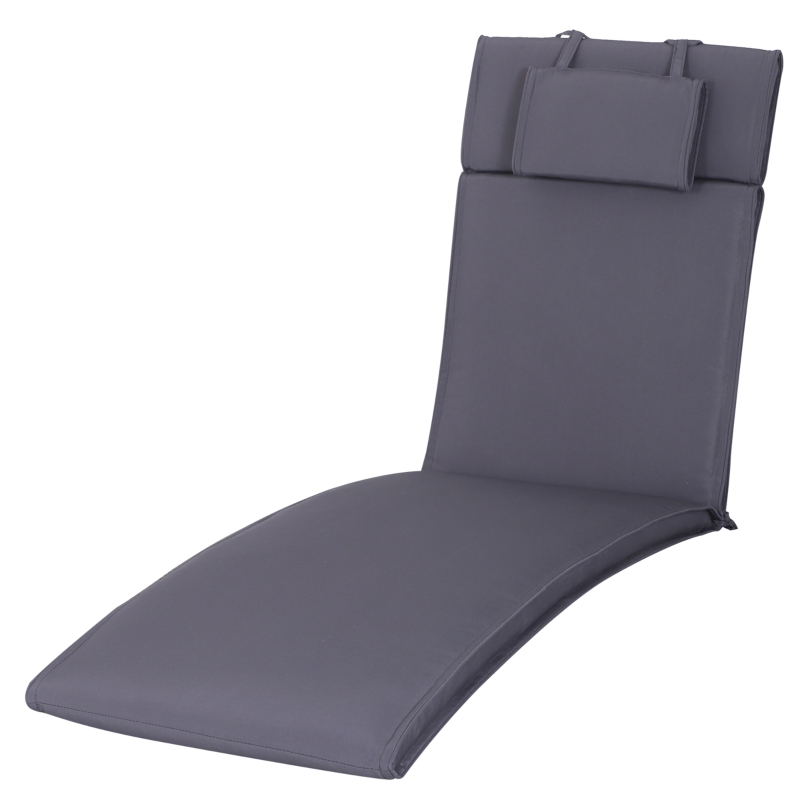 Outsunny Cuscino per Sdraio Lettino Prendisole da Giardino, Grigio, 198x53x5cm