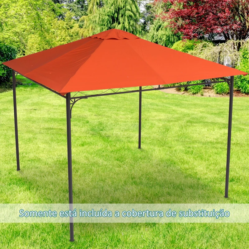 Outsunny Toldo de Substituição de 3x3m para Pérgola de Jardim com 8 Orifícios de Drenagem e Ventilação Laranja