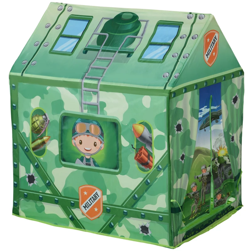HOMCOM Ampia Tenda Gioco Mimetica per Bambini 3+ Anni, Ospita 3-4 Bambini (93x69x103cm)