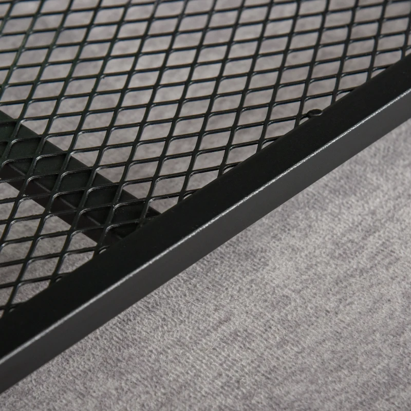 HOMCOM Coffee Table for Living Room, Industrial Centre Table with Mesh Shelf and Steel Frame, 2-tier Low Coffee Table, Rustic Brown