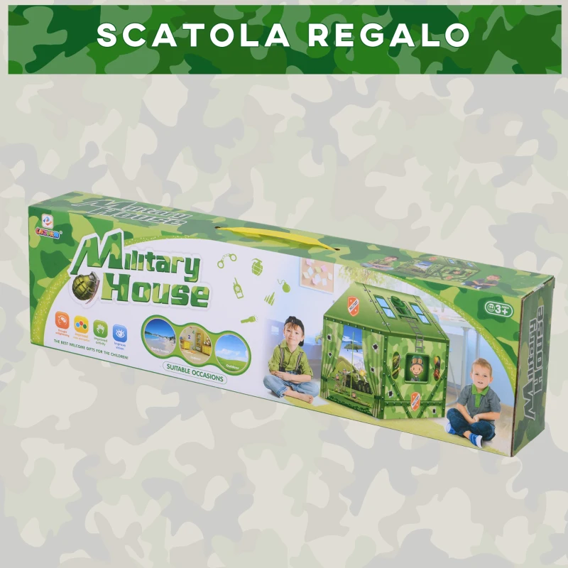 HOMCOM Ampia Tenda Gioco Mimetica per Bambini 3+ Anni, Ospita 3-4 Bambini (93x69x103cm)