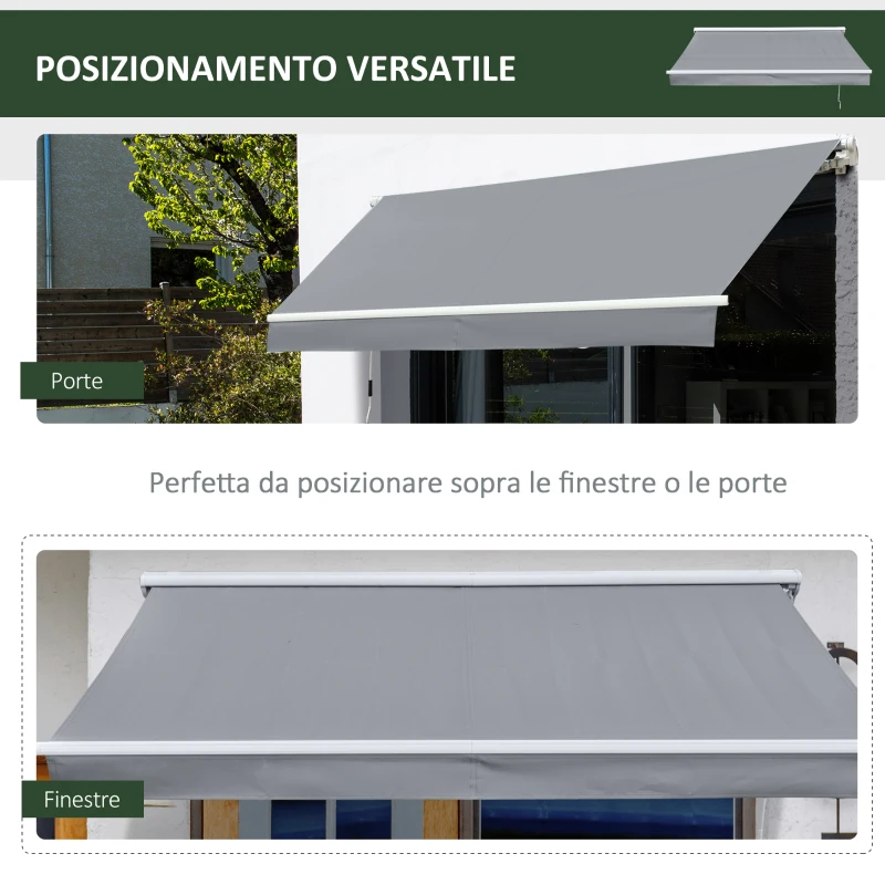 Outsunny Tenda da Sole per Esterno 250x200cm, Tenda a Bracci Avvolgibile, Tenda Ombreggiante a Rullo, Grigio